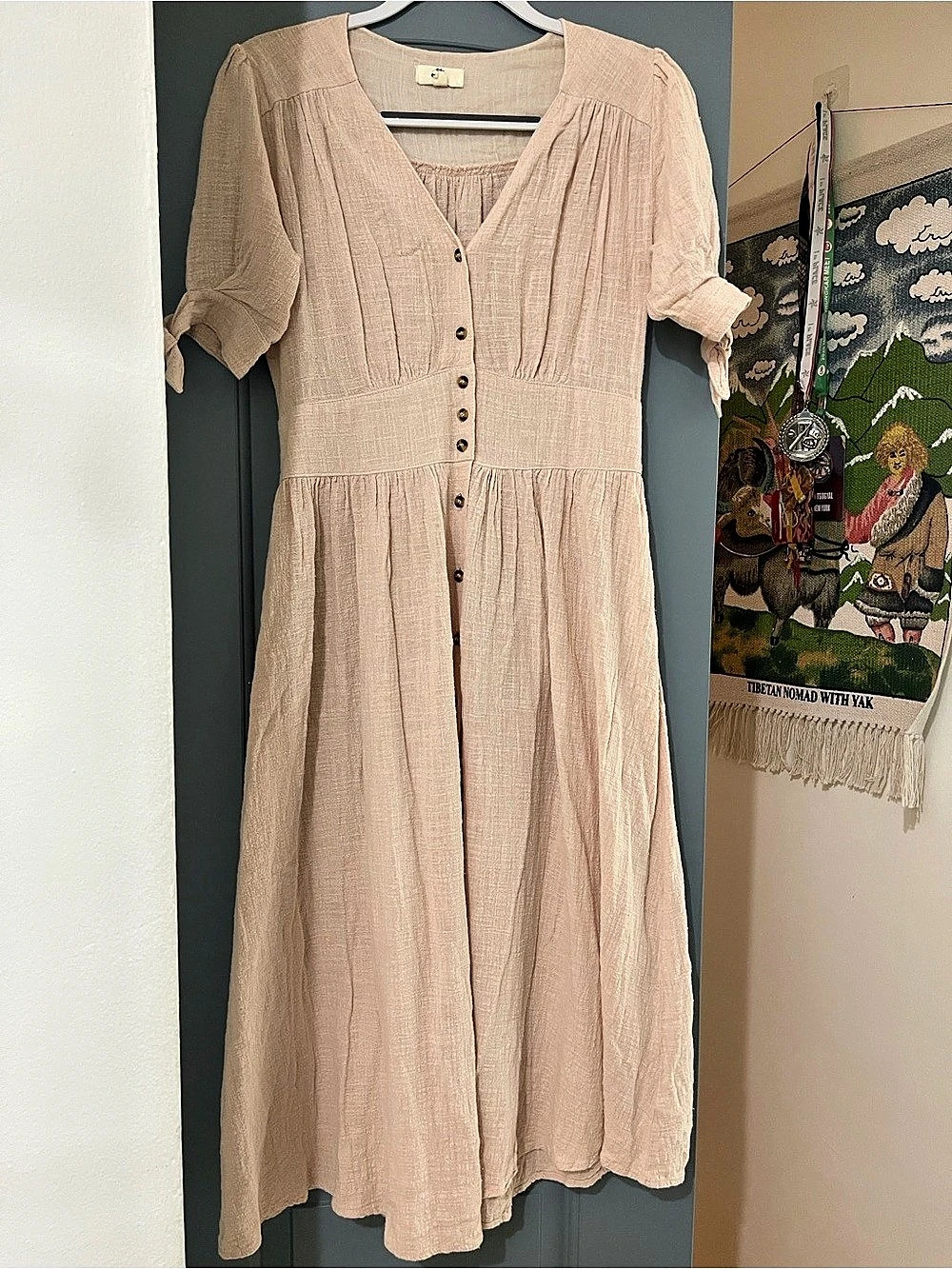 entro Cotton Midi Dress in Pink Size Small